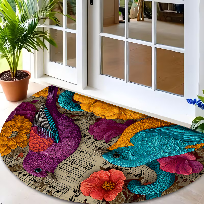 Commercial Printing Shop - Tapete redondo com estampa artística tropical